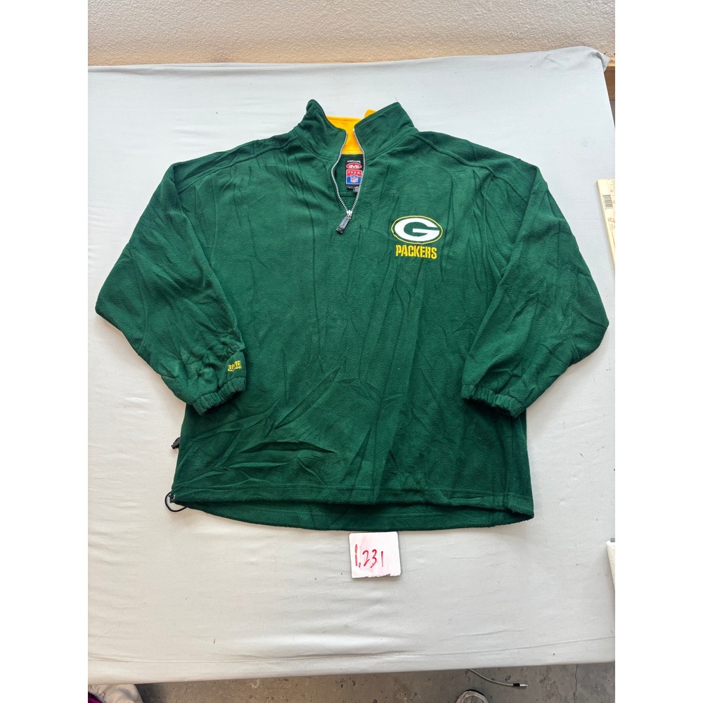 Mirage NFL Green Bay Packers Fleece Quarter Zip Pullover Mens Large Green Logo